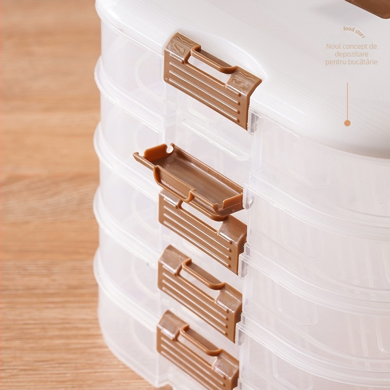 Cutie de depozitare pentru găluște – plastic de calitate alimentară, multistrat, capacitate mare, congelare temporizată, stil luxuos ușor