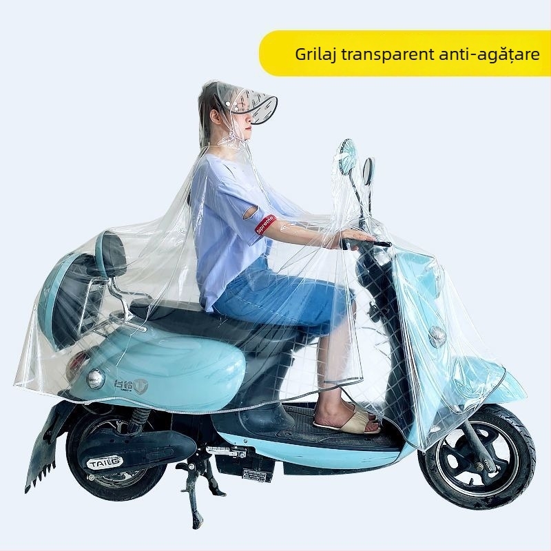 Pelerină de ploaie pentru bicicletă, PVC, strat impermeabil PU, reutilizabilă, pentru o persoană, cu logo
