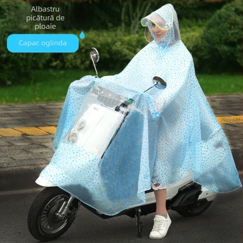 Pelerină de ploaie pentru bicicletă, PVC, strat impermeabil PU, reutilizabilă, pentru o persoană, cu logo