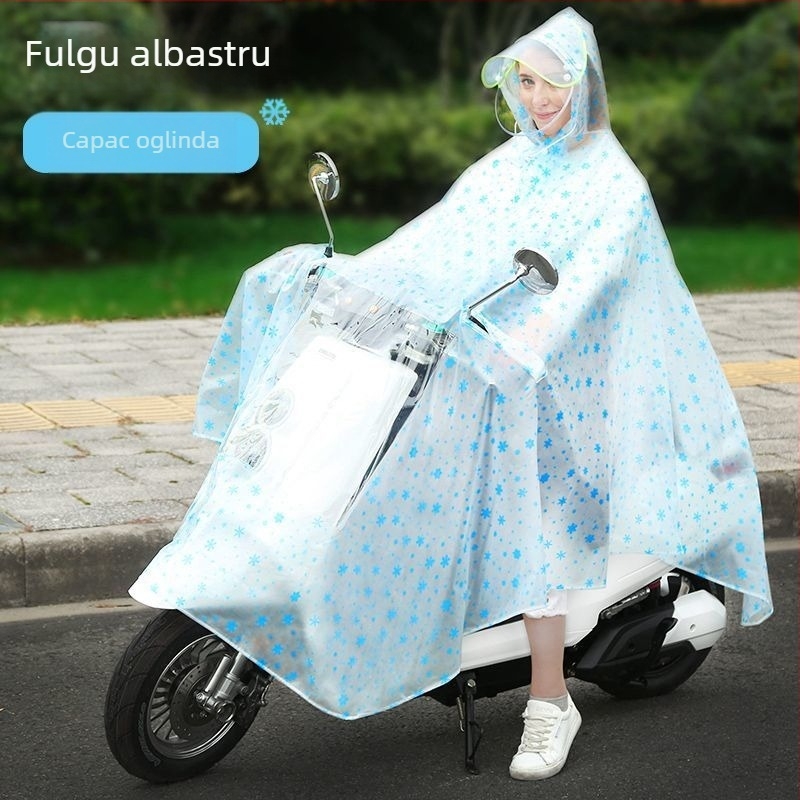 Pelerină de ploaie pentru bicicletă, PVC, strat impermeabil PU, reutilizabilă, pentru o persoană, cu logo