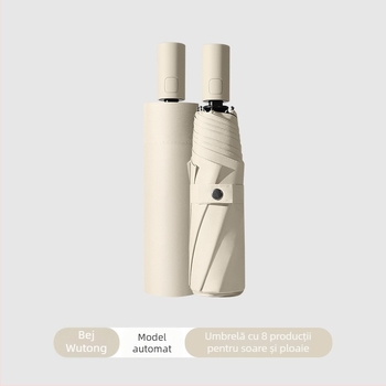 Umbrelă automată pentru soare, pentru adulți, în 3 secțiuni, protecție UV UPF>50, ramă din oțel cu 8 brațe, posibilitatea imprimării siglei