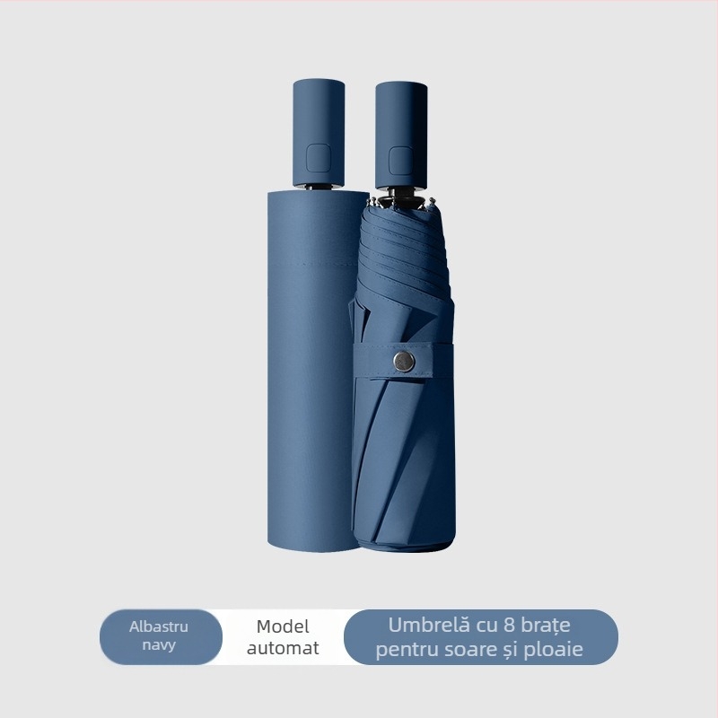 Umbrelă automată pentru soare, pentru adulți, în 3 secțiuni, protecție UV UPF>50, ramă din oțel cu 8 brațe, posibilitatea imprimării siglei