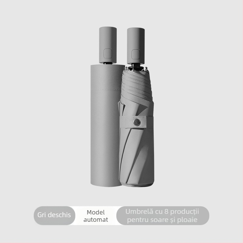 Umbrelă automată pentru soare, pentru adulți, în 3 secțiuni, protecție UV UPF>50, ramă din oțel cu 8 brațe, posibilitatea imprimării siglei