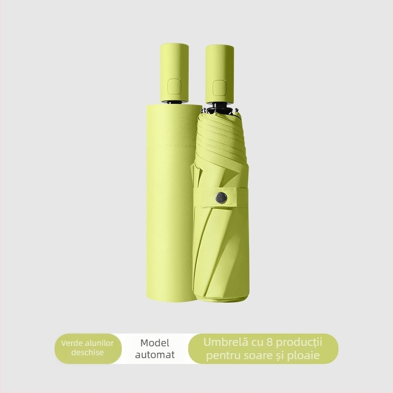 Umbrelă automată pentru soare, pentru adulți, în 3 secțiuni, protecție UV UPF>50, ramă din oțel cu 8 brațe, posibilitatea imprimării siglei