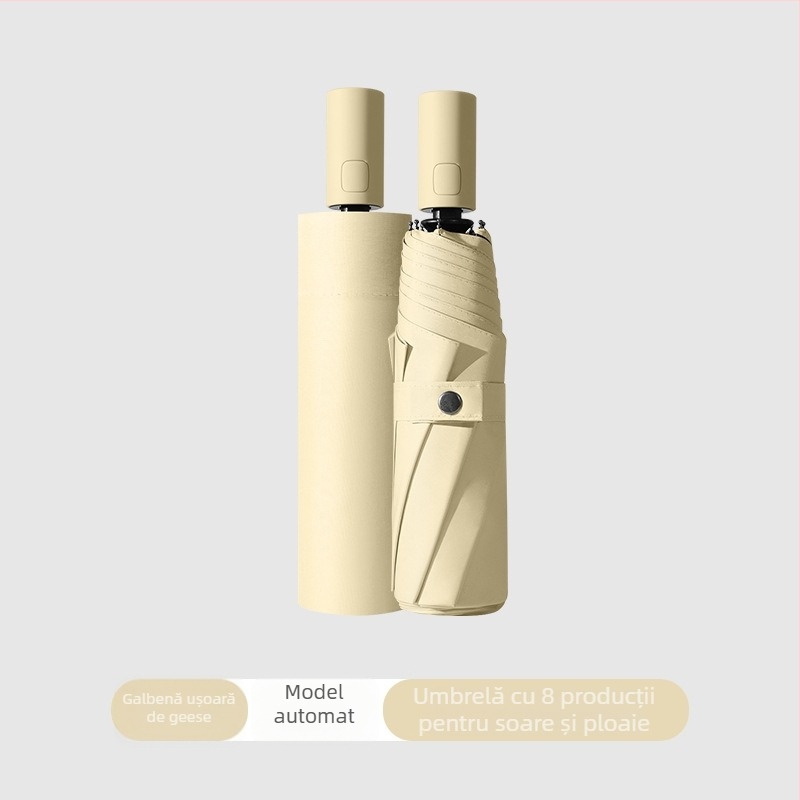 Umbrelă automată pentru soare, pentru adulți, în 3 secțiuni, protecție UV UPF>50, ramă din oțel cu 8 brațe, posibilitatea imprimării siglei
