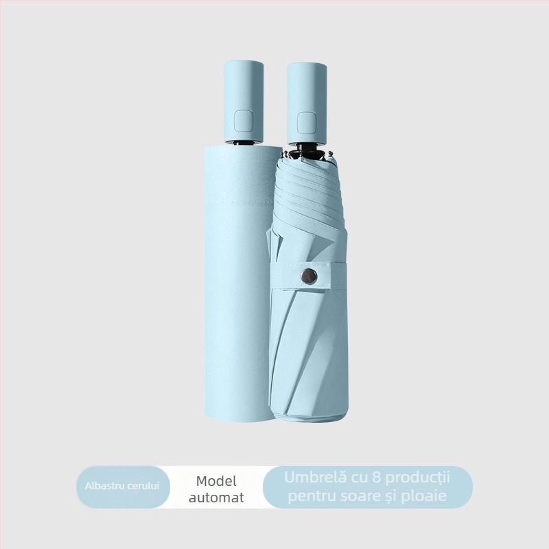 Umbrelă automată pentru soare, pentru adulți, în 3 secțiuni, protecție UV UPF>50, ramă din oțel cu 8 brațe, posibilitatea imprimării siglei