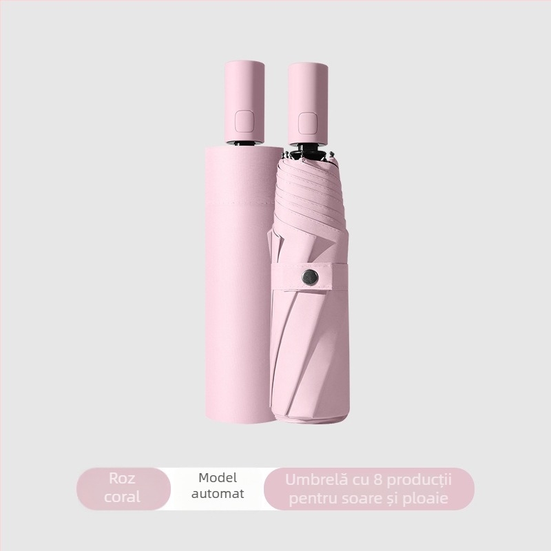 Umbrelă automată pentru soare, pentru adulți, în 3 secțiuni, protecție UV UPF>50, ramă din oțel cu 8 brațe, posibilitatea imprimării siglei