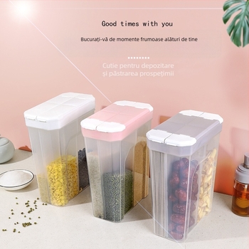 Cutie plastic cu compartimente, pătrată, 2,1–3 L, compatibilă cu cuptorul cu microunde