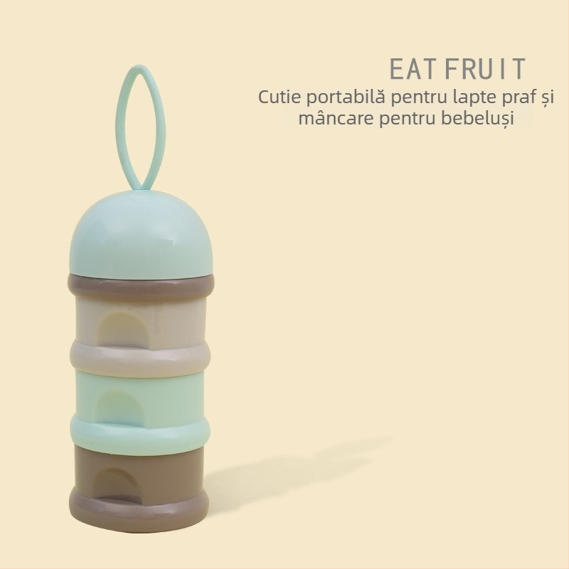 Smoked cutie plastic lapte praf pentru bebeluși – cu trei compartimente, trei straturi, capacitate mare, de la naștere până la 3 ani