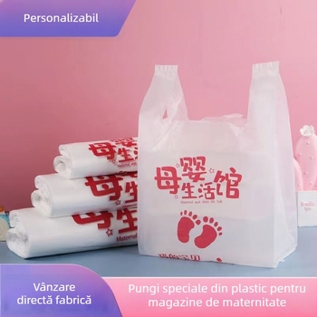 Geantă din plastic groasă pentru magazinul pentru bebeluți – pentru sticle și lapte praf; ambalare la ridicare, ambalare în loturi, proces gravură pe film turnat, brand Li Fang, model 03245