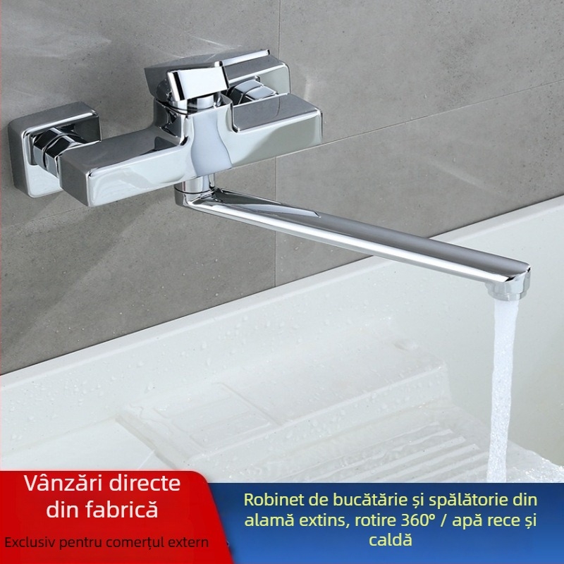 Montaj de duș triplu din cupru, cu cap de duș extensibil rotativ, montaj pe perete; Presiune de lucru: 50; Temperatură ape calde: 50; Temperatură ape reci: 0; Debit: 50