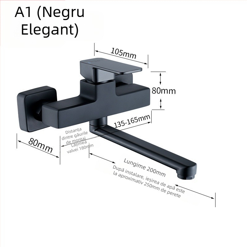 Montaj de duș triplu din cupru, cu cap de duș extensibil rotativ, montaj pe perete; Presiune de lucru: 50; Temperatură ape calde: 50; Temperatură ape reci: 0; Debit: 50
