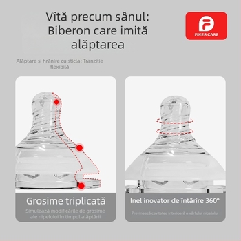 Finercare biberon PPSU pentru nou-născuți, gât larg, formă arcuită, fără mâner