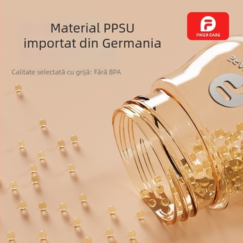 Finercare biberon PPSU pentru nou-născuți, gât larg, formă arcuită, fără mâner