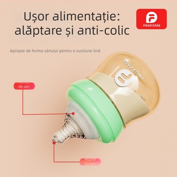 Finercare biberon PPSU pentru nou-născuți, gât larg, formă arcuită, fără mâner