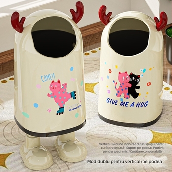Coș de gunoi desen animat, deschis fără capac, din plastic, 12 L sau mai mult, formă cilindrică, uz casnic