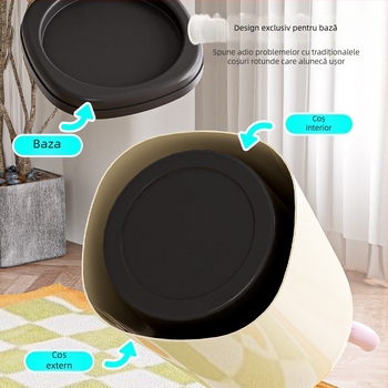 Coș de gunoi desen animat, deschis fără capac, din plastic, 12 L sau mai mult, formă cilindrică, uz casnic