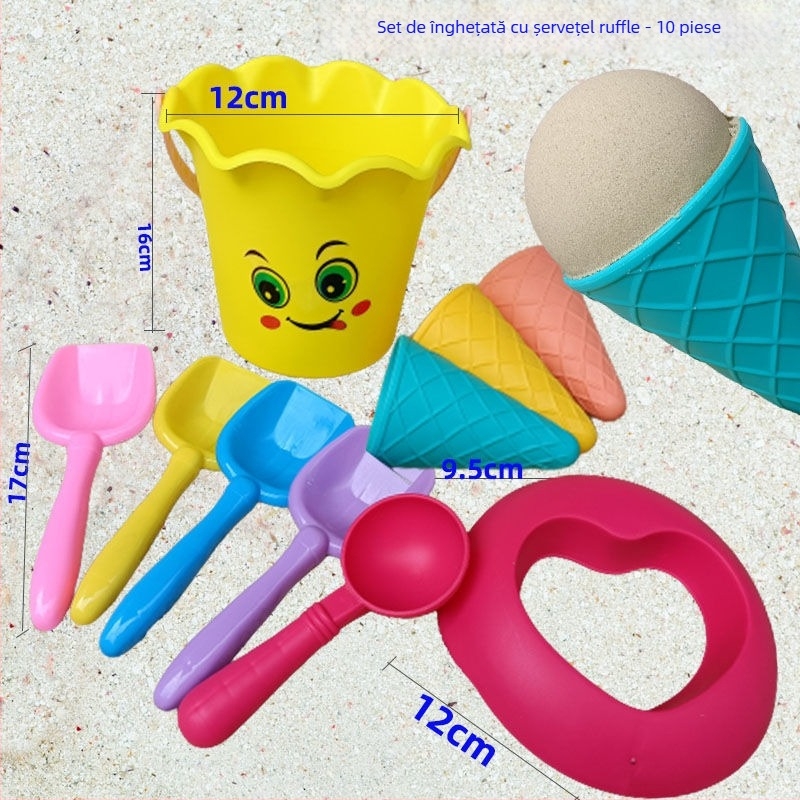 Set de jucării pentru plajă pentru copii cu temă înghețată – plastic, ambalaj în cutie color, certificare 3C 2023152202047939