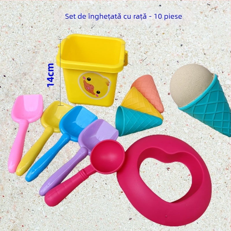 Set de jucării pentru plajă pentru copii cu temă înghețată – plastic, ambalaj în cutie color, certificare 3C 2023152202047939
