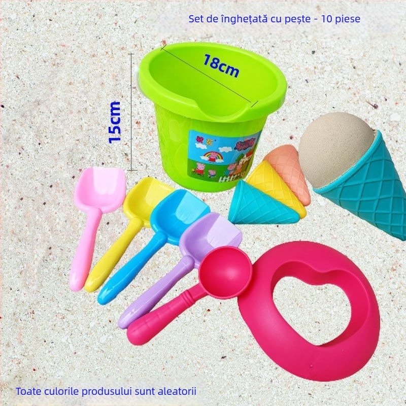 Set de jucării pentru plajă pentru copii cu temă înghețată – plastic, ambalaj în cutie color, certificare 3C 2023152202047939