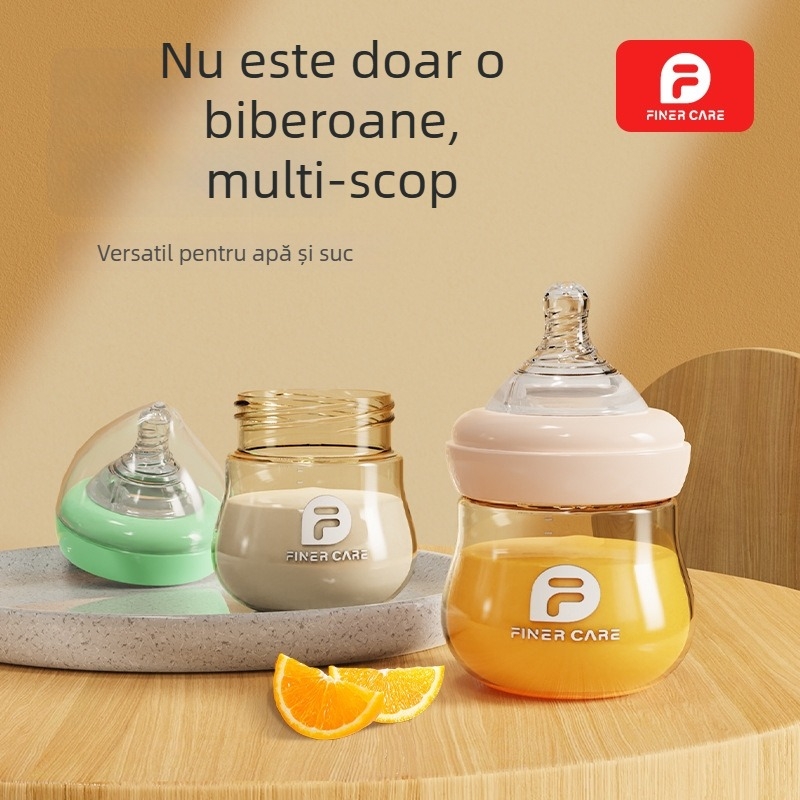 Biberon PPSU pentru nou-născuți, anti balonare, gură largă, formă curbată, fără mâner