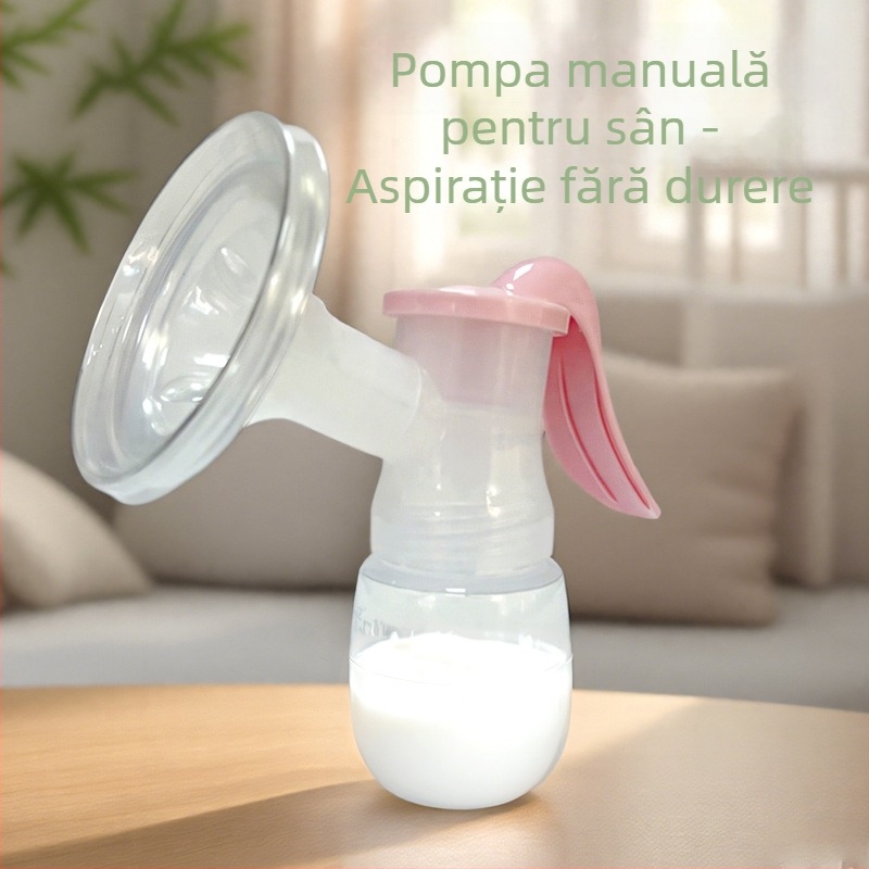 Pompa de sân manuală portabilă cu sticlă de depozitare și tetină, material PP