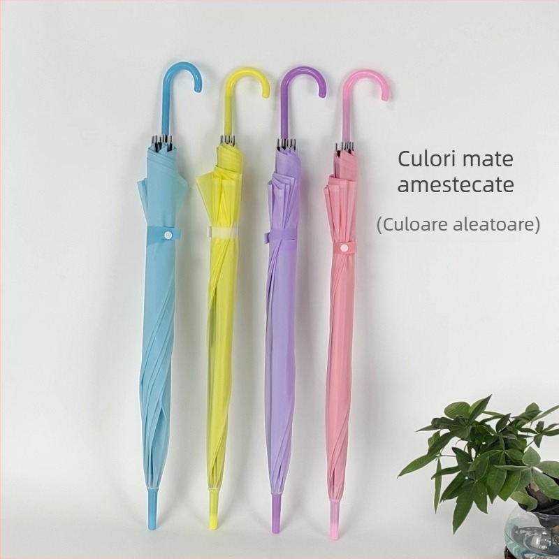 Umbrelă de reclamă cu mâner lung și logo, pânză din plastic 210T, 8 brațe din fier, tijă din oțel, deschidere automată