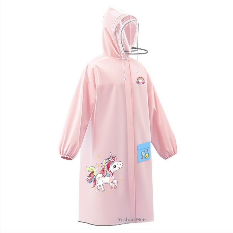 Poncho de ploaie pentru copii, impermeabil, EVA, cu rucsac școlar, reutilizabil, logo imprimat