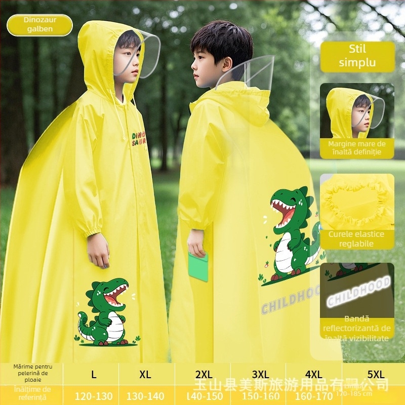 Poncho de ploaie pentru copii, impermeabil, EVA, cu rucsac școlar, reutilizabil, logo imprimat