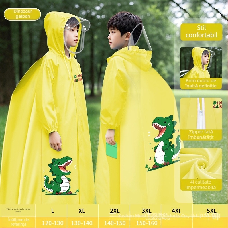 Poncho de ploaie pentru copii, impermeabil, EVA, cu rucsac școlar, reutilizabil, logo imprimat
