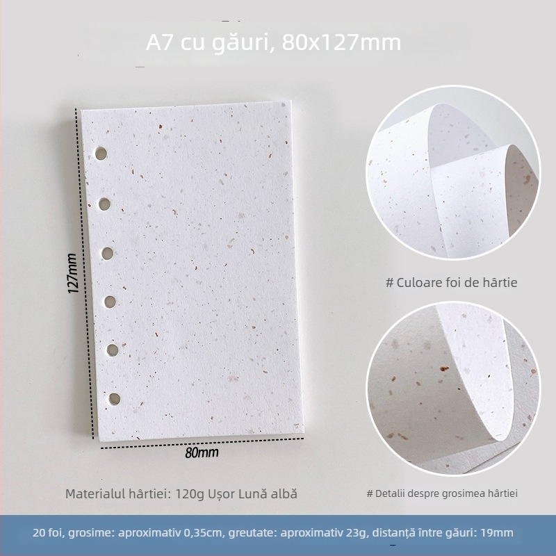 Set de pagini interioare pentru caiet cu foi detașabile — hârtie specială, înlocuire pagini, notițe DIY