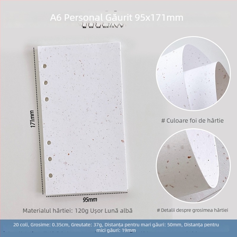 Set de pagini interioare pentru caiet cu foi detașabile — hârtie specială, înlocuire pagini, notițe DIY