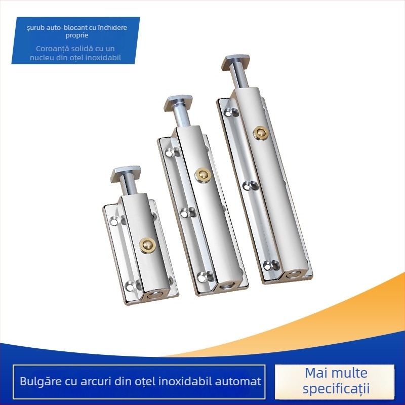 Încuietoare de ușă din oțel inoxidabil cu arc, pentru uși și ferestre (modelul 005; material: oțel inoxidabil; suprafață: ștampilat; stil: minimalist modern)