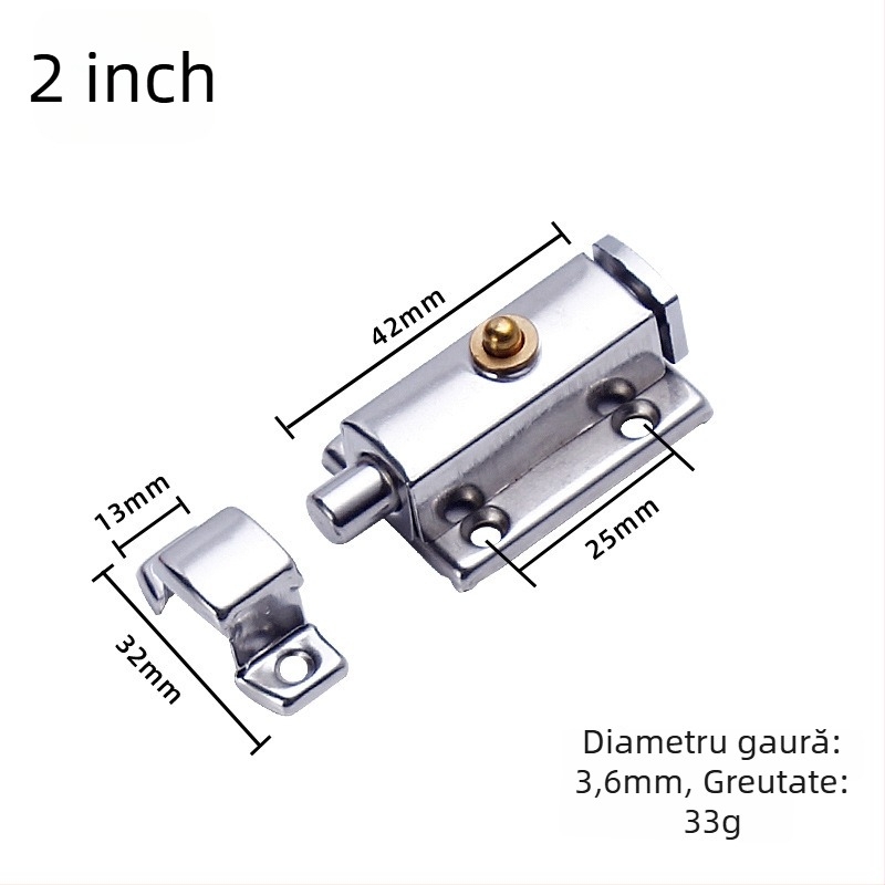 Încuietoare de ușă din oțel inoxidabil cu arc, pentru uși și ferestre (modelul 005; material: oțel inoxidabil; suprafață: ștampilat; stil: minimalist modern)