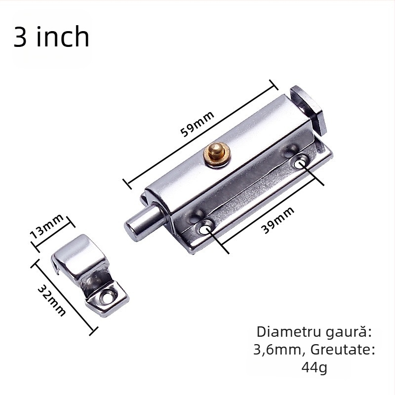 Încuietoare de ușă din oțel inoxidabil cu arc, pentru uși și ferestre (modelul 005; material: oțel inoxidabil; suprafață: ștampilat; stil: minimalist modern)