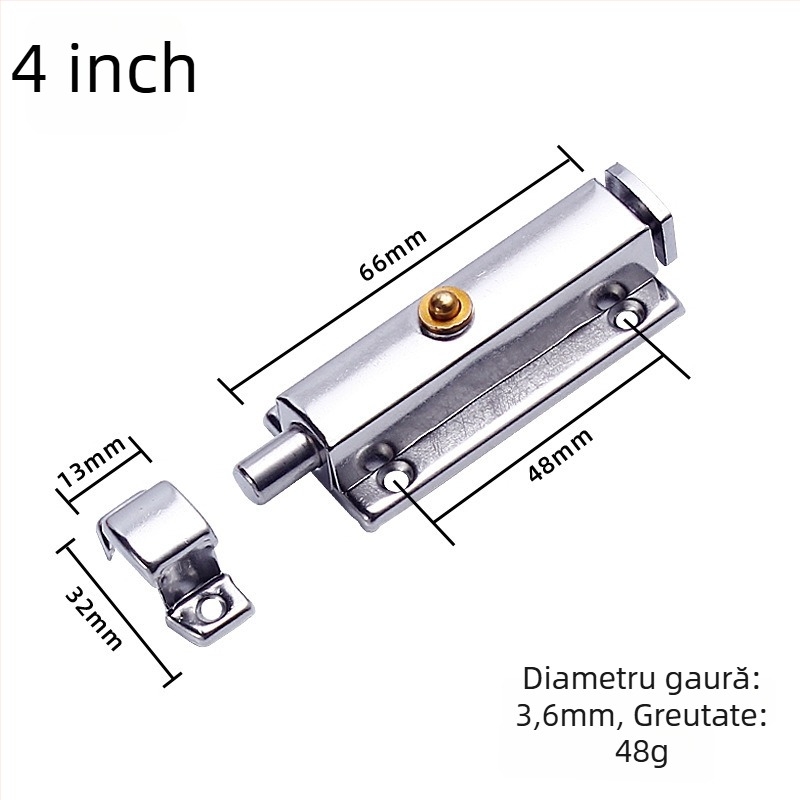 Încuietoare de ușă din oțel inoxidabil cu arc, pentru uși și ferestre (modelul 005; material: oțel inoxidabil; suprafață: ștampilat; stil: minimalist modern)