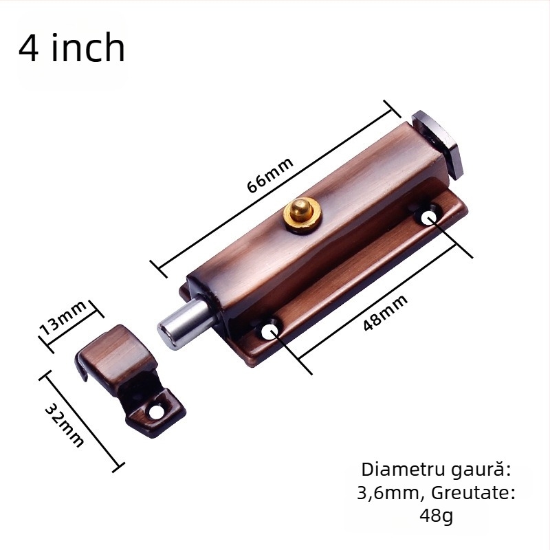 Încuietoare de ușă din oțel inoxidabil cu arc, pentru uși și ferestre (modelul 005; material: oțel inoxidabil; suprafață: ștampilat; stil: minimalist modern)