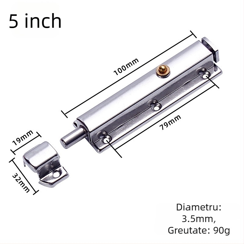 Încuietoare de ușă din oțel inoxidabil cu arc, pentru uși și ferestre (modelul 005; material: oțel inoxidabil; suprafață: ștampilat; stil: minimalist modern)