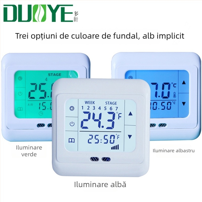 Leafy termostat de încălzire electric pentru pardoseală, instalare încorporată, 220V, măsurarea temperaturii