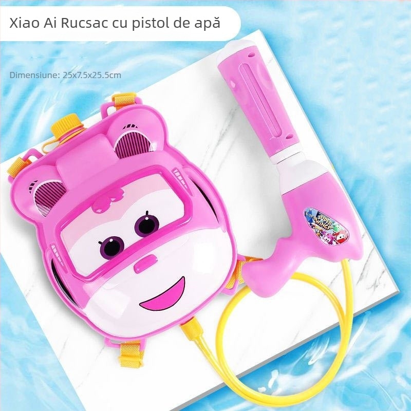 Pistol de apă cu rucsac, capacitate mare, din plastic, jucărie interactivă pentru copii 4–6 ani