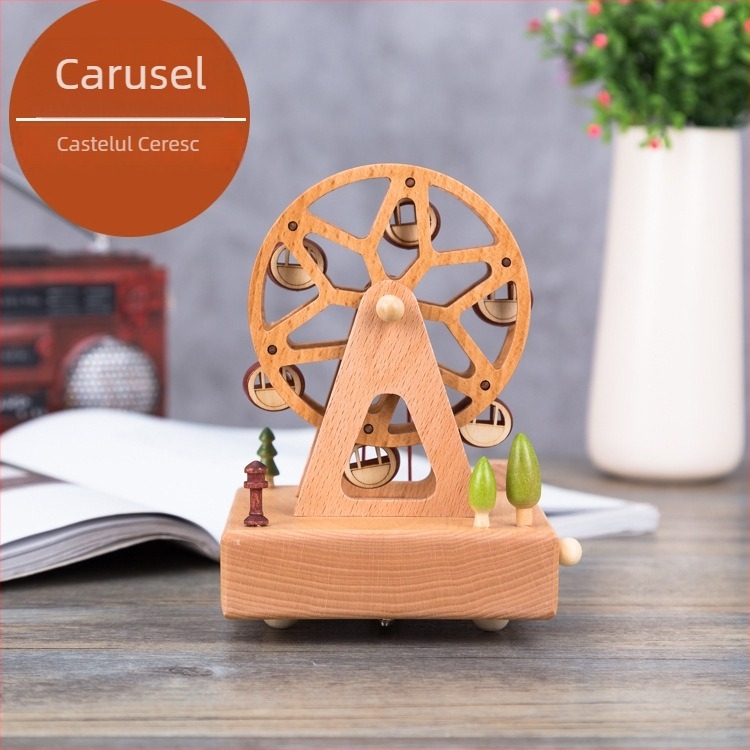 Cutie muzicală din lemn, fag, semi-manual, design Turnul Eiffel, decor pentru casă, cadou pentru nuntă și ziua de naștere