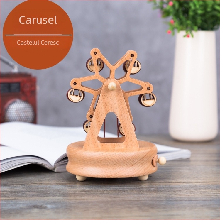 Cutie muzicală din lemn, fag, semi-manual, design Turnul Eiffel, decor pentru casă, cadou pentru nuntă și ziua de naștere