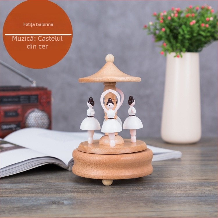 Cutie muzicală din lemn, fag, semi-manual, design Turnul Eiffel, decor pentru casă, cadou pentru nuntă și ziua de naștere