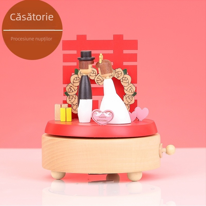 Cutie muzicală din lemn, fag, semi-manual, design Turnul Eiffel, decor pentru casă, cadou pentru nuntă și ziua de naștere