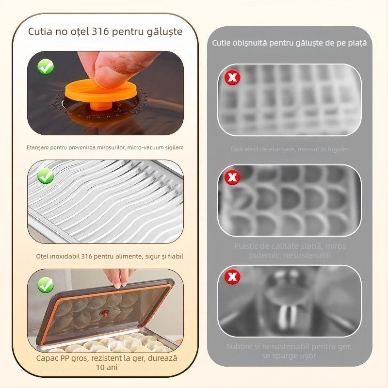 Cutie de congelare pentru găluște din oțel inoxidabil 316, alimentară, congelare rapidă, depozitare în frigider