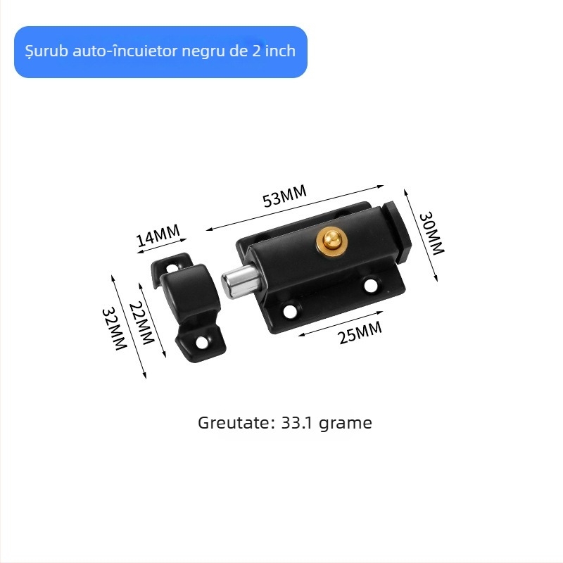 Zăvor cu arc din oțel inoxidabil, automat, pentru ușile de baie, tip A, finisaj periat