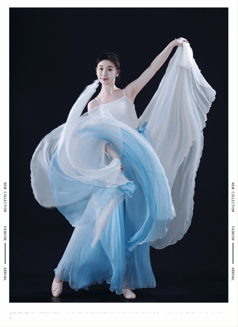 Costum de dans pentru scenă, siluetă cu swing mare, Tencel 50–70% și poliester 30–50%, Yunjiao Rose, femei, toamnă 2024