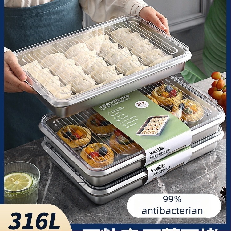 Cutie pentru dumplings din oțel inoxidabil 316, design simplu, marcă privată autorizată, potrivit pentru congelator