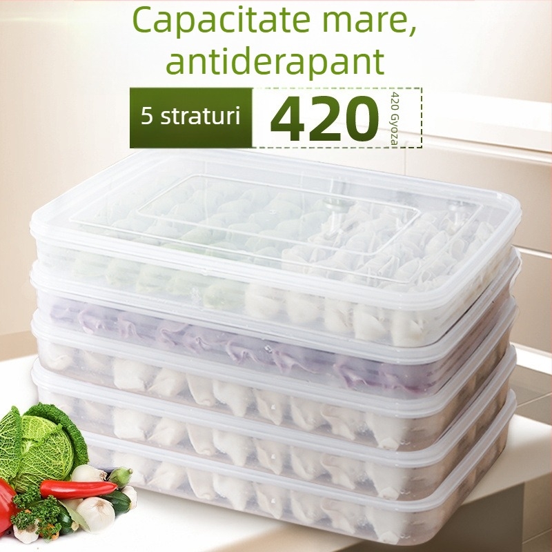 Cutie de depozitare pentru găluște – Multistrat, Material PP, Compatibilă cu cuptorul cu microunde și congelatorul