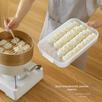 Cutie pentru găluște și wonton, organizator de congelare, recipient alimentar de bucătărie, antiaderent